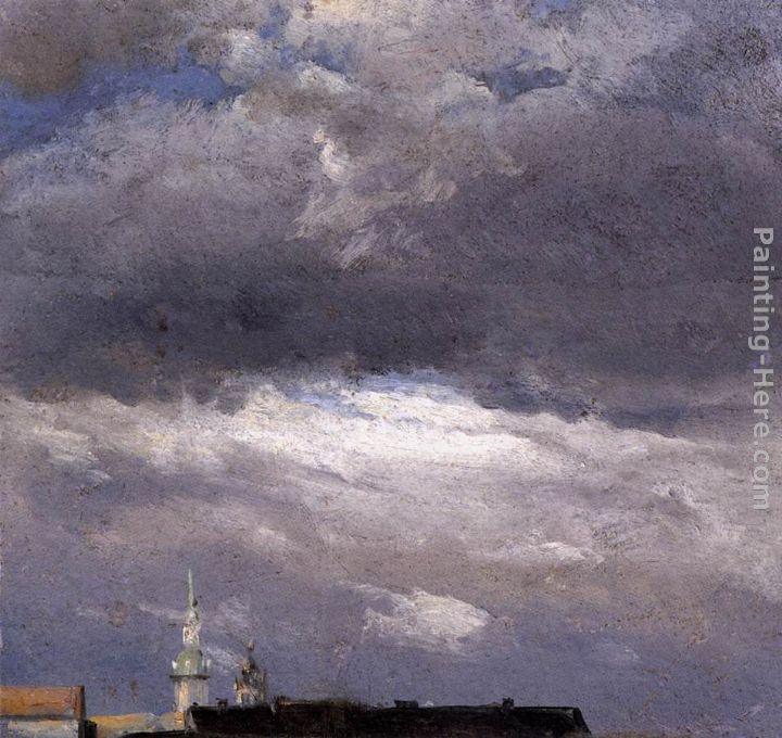 Johan Christian Clausen Dahl Cloud Study, Thunder Clouds over the Palace Tower at Dresden